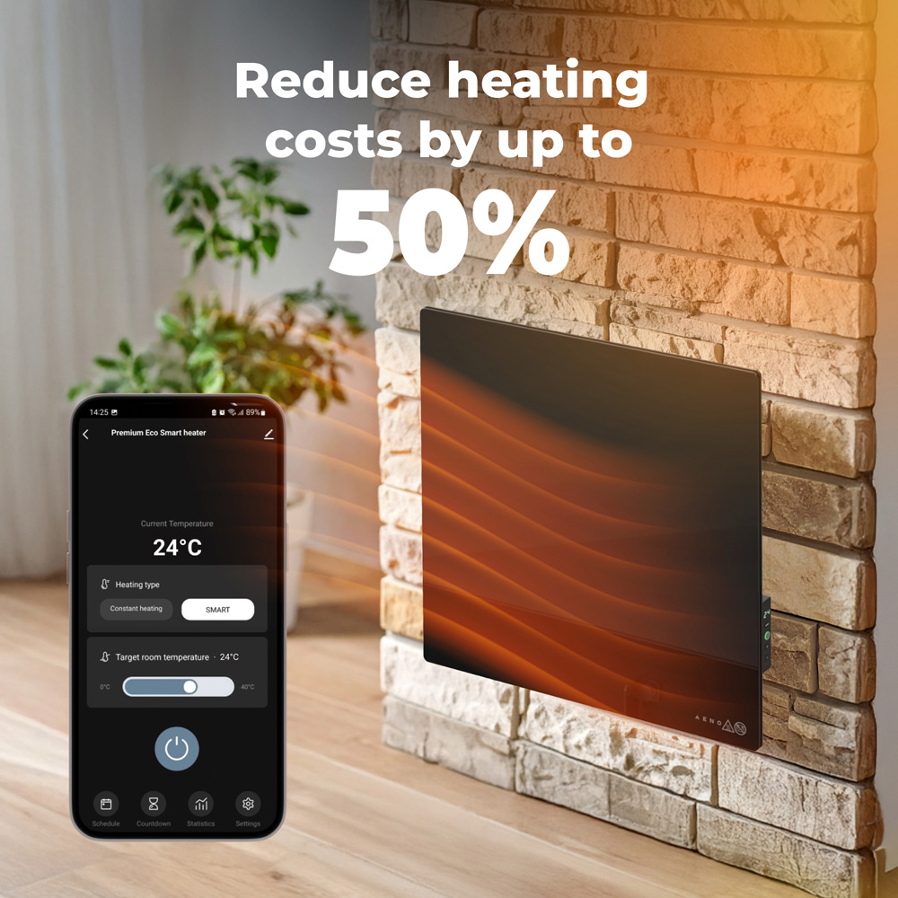 Aeno Premium Eco Smart Black Quadro Wall Heater Image 2