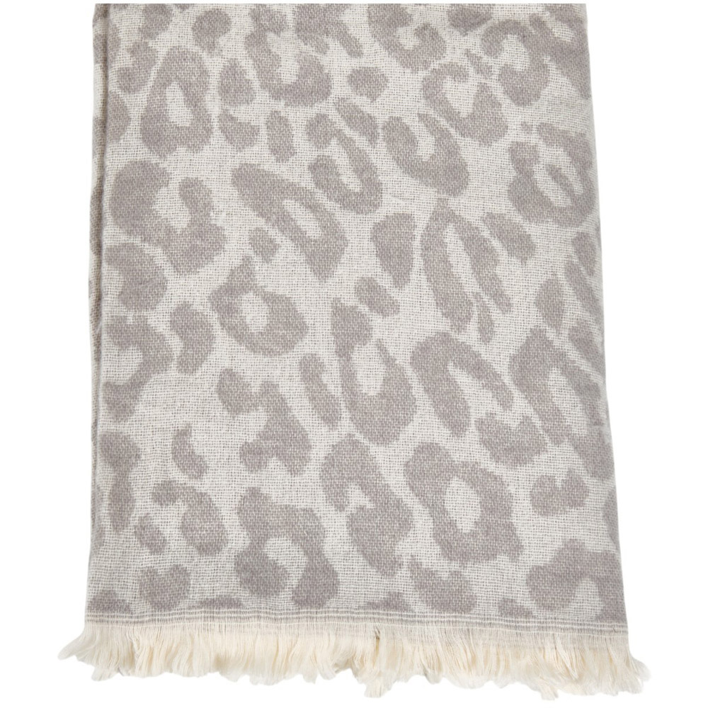 Leopard Print Woven Throw Grey Image 3