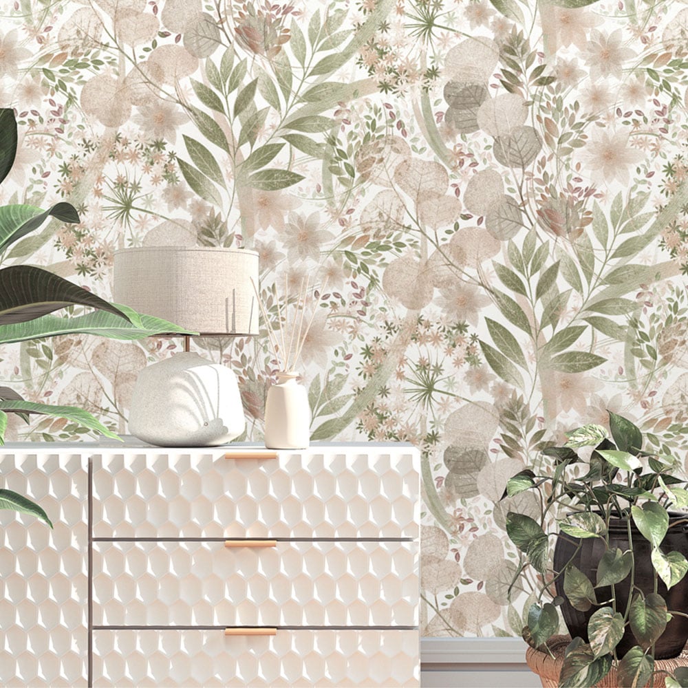 Erismann Secret Grove Pink and Green Wallpaper Image 5