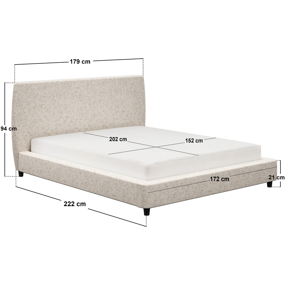 Solace+Co Luciana King Size Cream Chenille Upholstered Platform Bed Frame Image 8