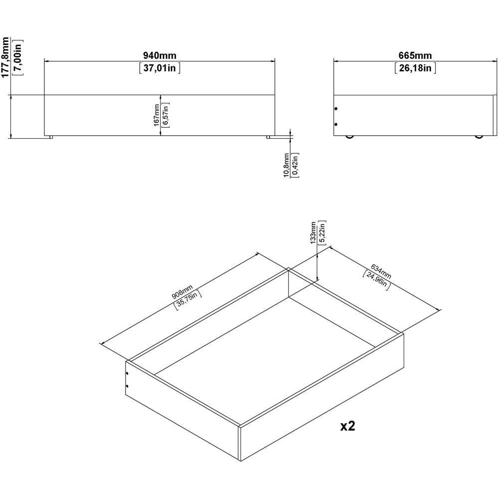 Florence Matt Black Underbed Drawer Set of 2 Image 9