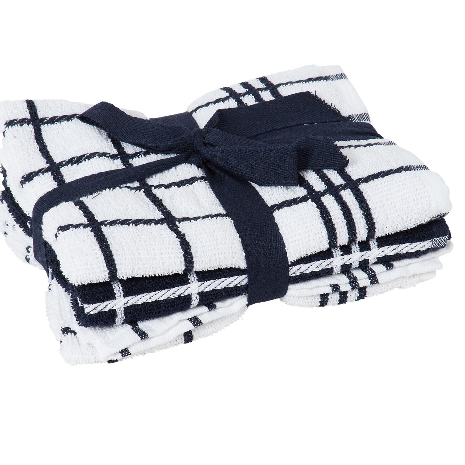 Divante Pack of 3 Epsom Terry Kitchen Towels - Navy Image 3