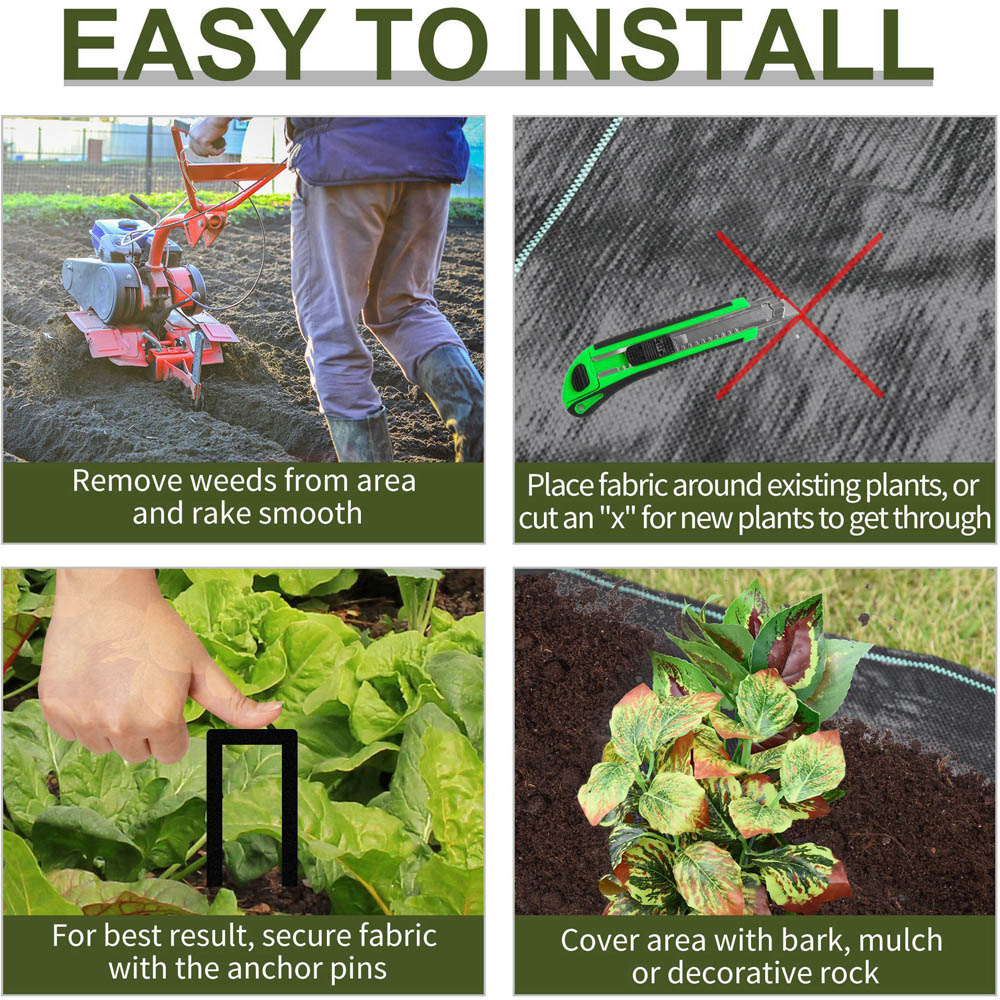 Outsunny Garden Fabric Weed Barrier Gardening Mat 1 x 50m Image 8