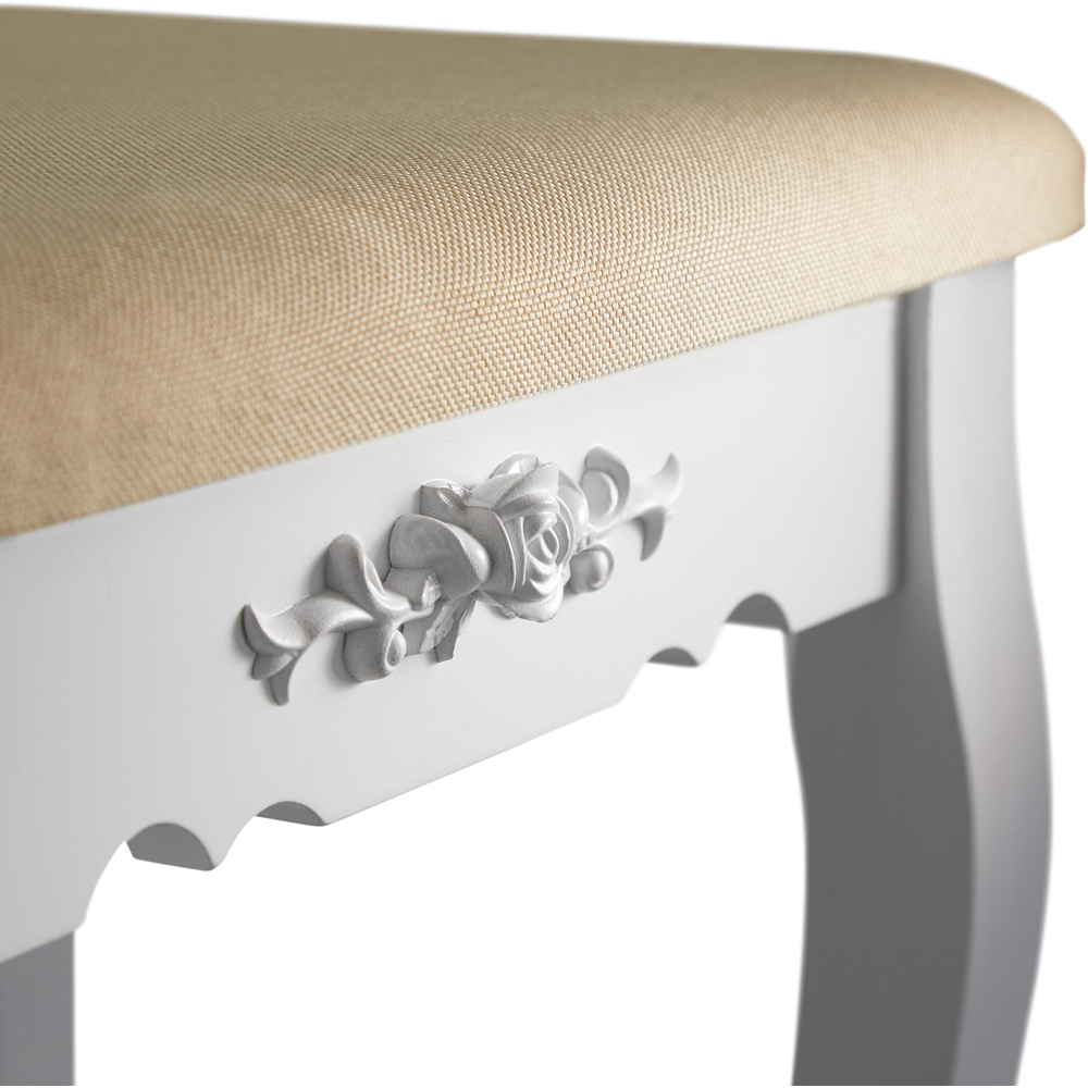 Tectake 5 Drawer White Dressing Table with Mirror and Padded Stool Image 8