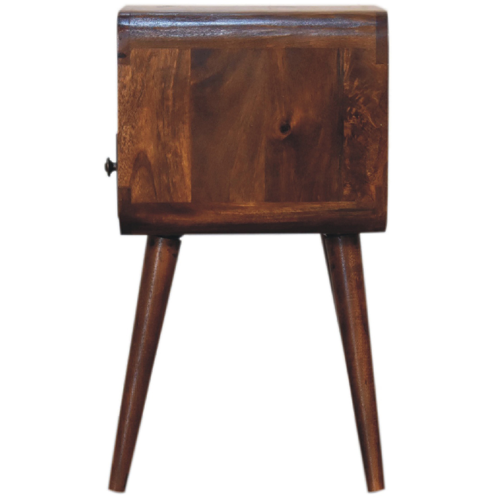 Artisan Furniture Mini Chestnut Single Drawer Single Shelf Mango Wood Curved Open Bedside Table Image 4