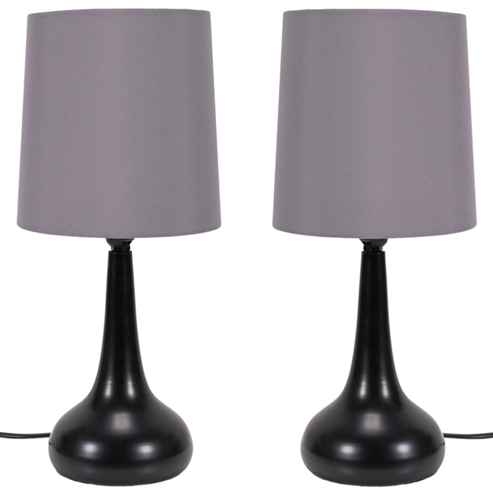ValueLights Teardrop 2 Pack Grey Shade Black Touch LED Table Lamp Image 1