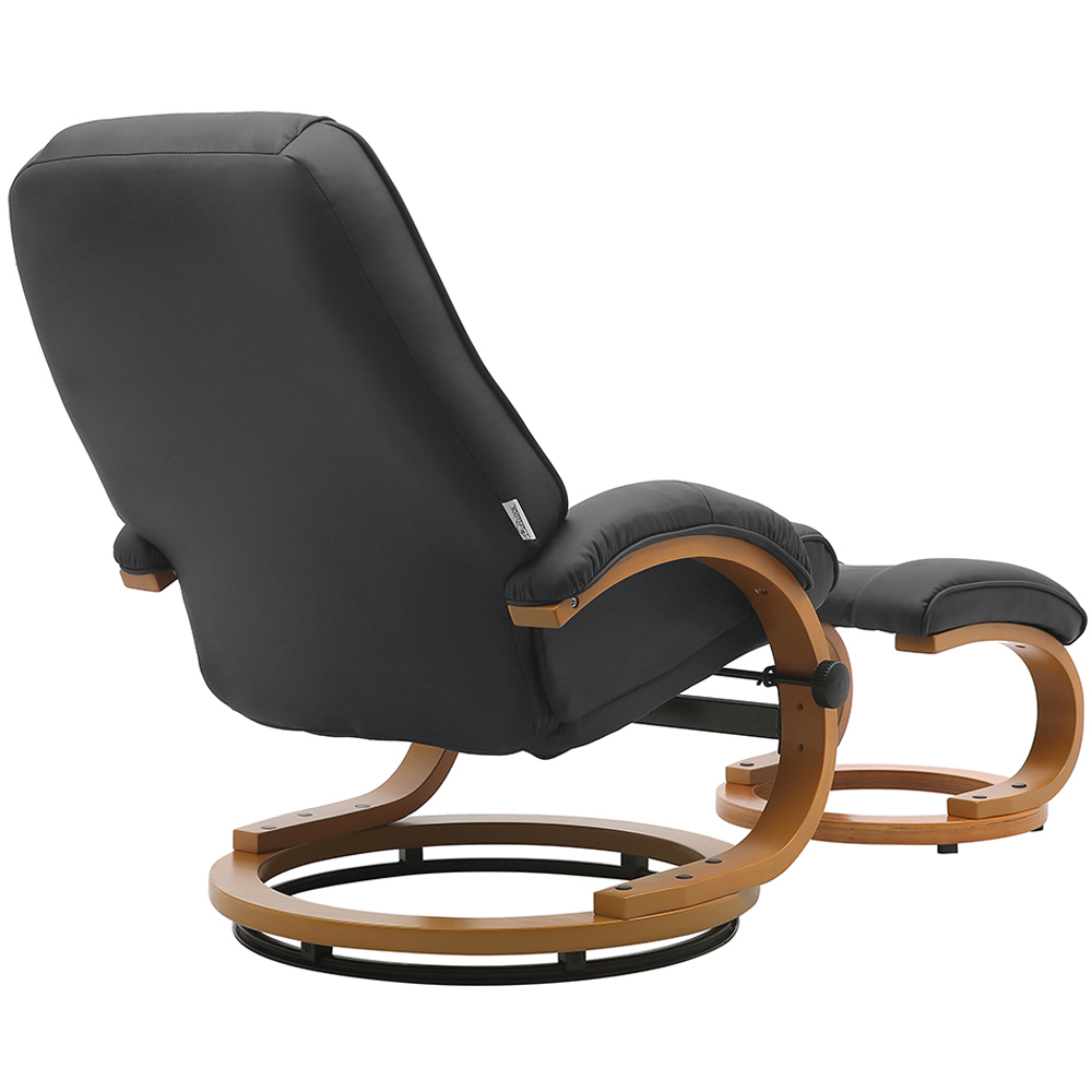 Living and Home Black Reclining Swivel Office Chair with Footstool Image 3