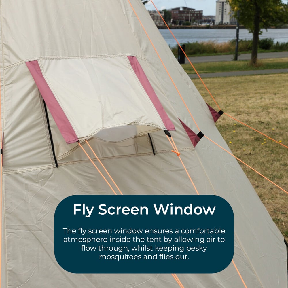 Jack Stonehouse 2-3 Person Teepee Wigwam Camping Tent with Carry Bag White Image 6