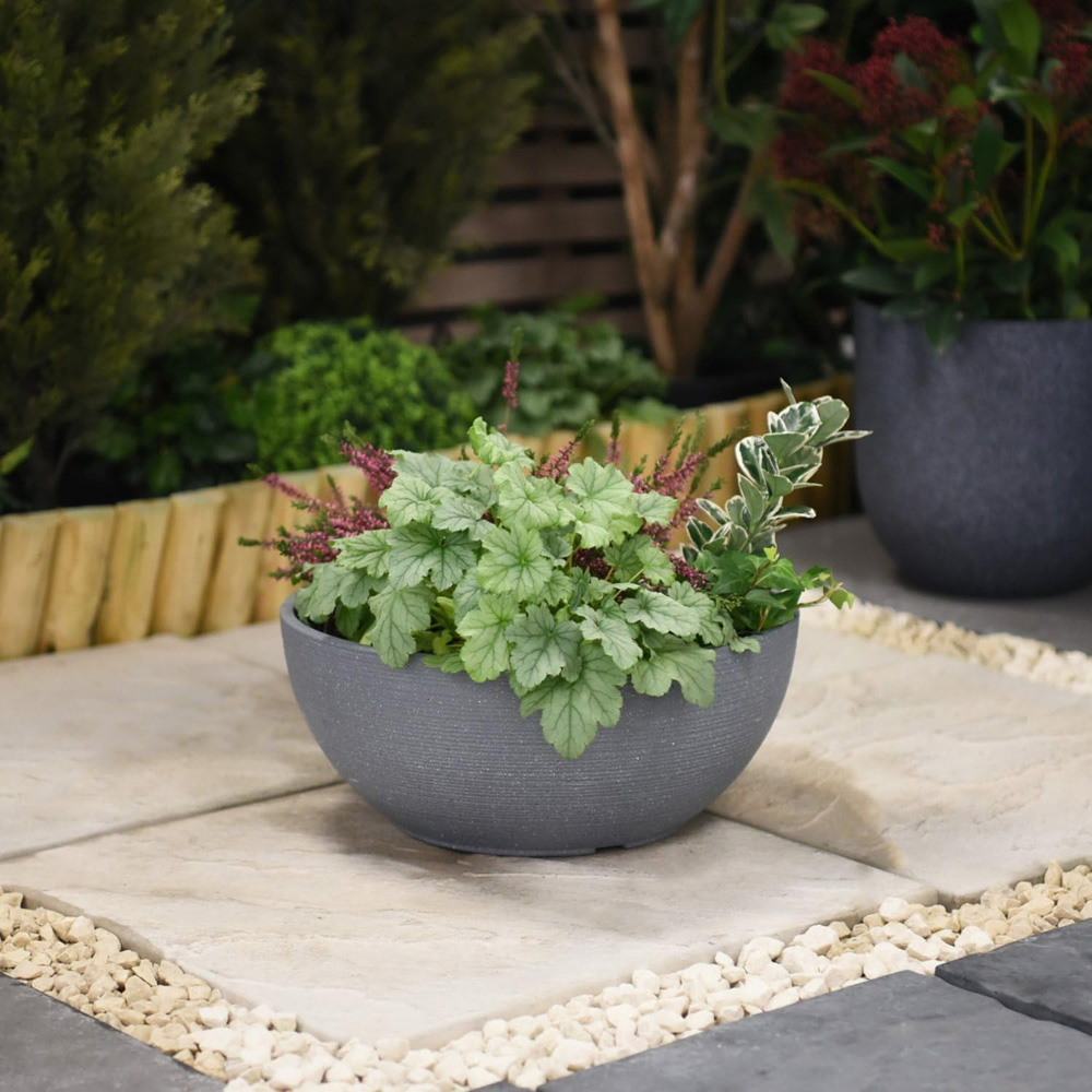 Garden Gear Dark Grey Bayadere Bowl Planter 35cm 2 Pack Image 2
