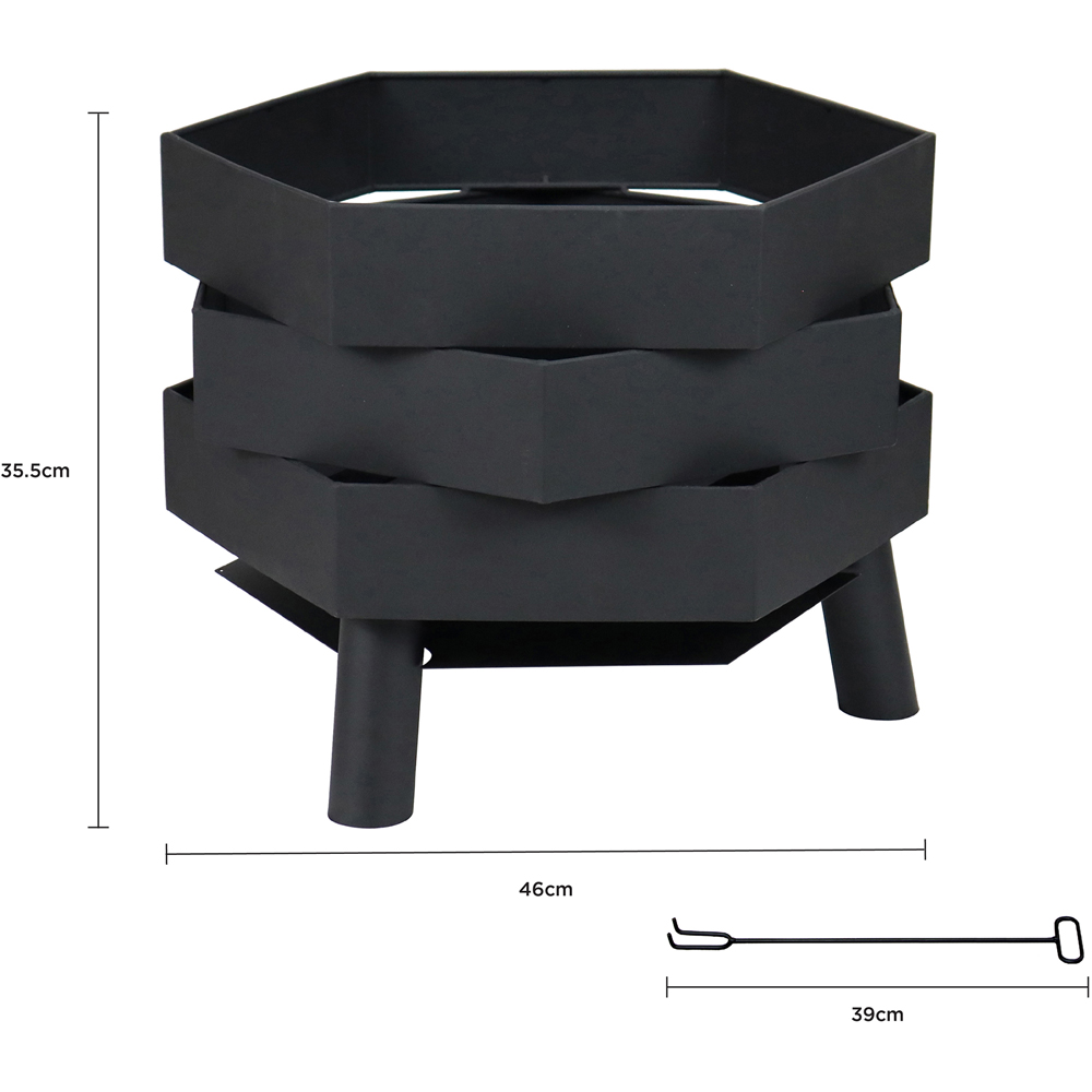 Charles Bentley Snug Santiago Hexagonal Black Powder Coated Steel Firepit Image 9