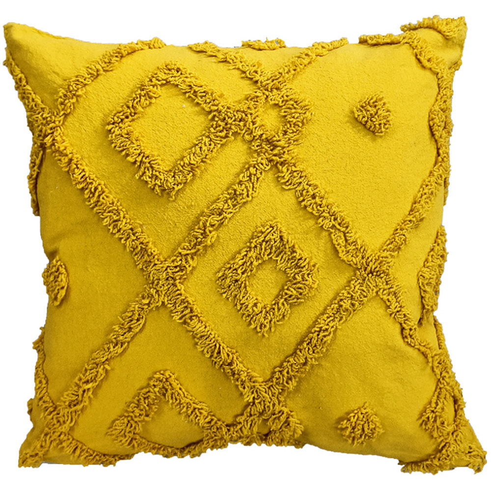 Velosso Diamond Tuft Ochre Filled Cushion 43 x 43cm 2 Pack Image 1