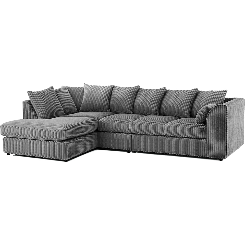Luxor 4 Seater Grey Jumbo Cord Left Hand Facing Scatter Back L Shaped Corner Sofa Set Image 2