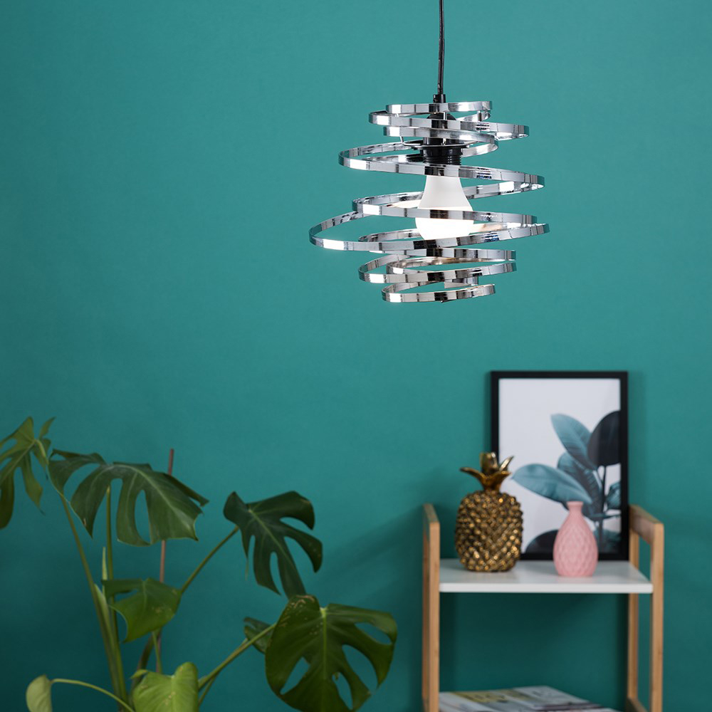 ValueLights Bensson Chrome Twisted Pendant Shade Image 2