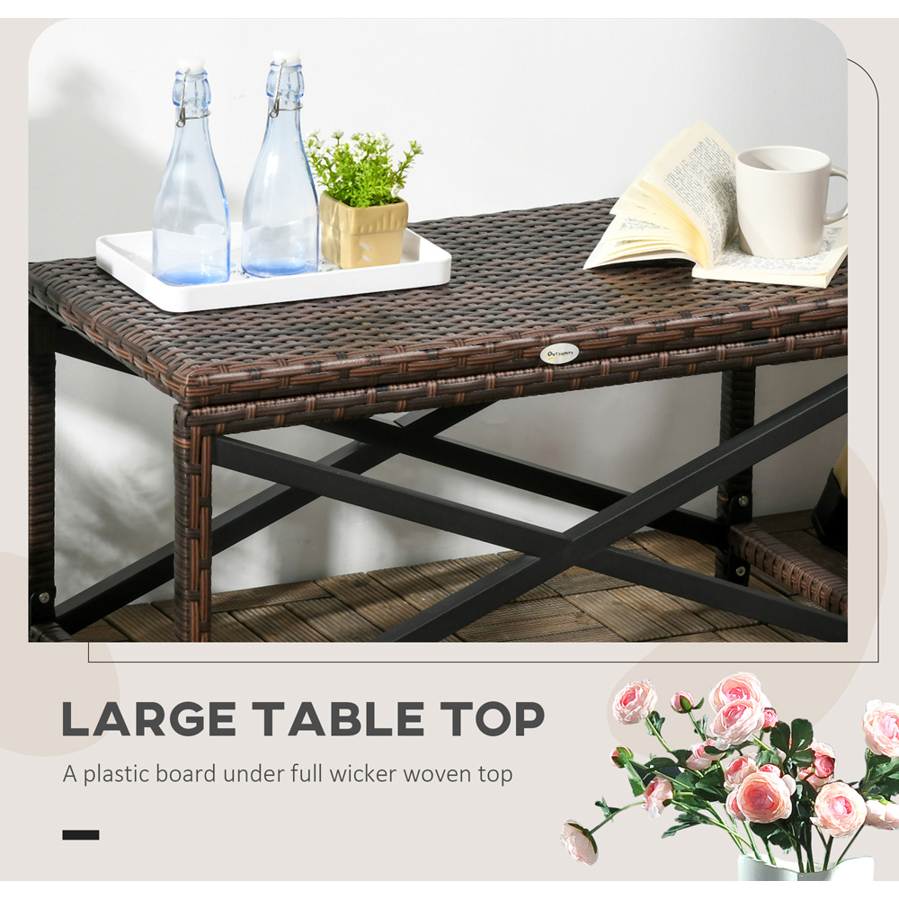 Outsunny PE Rattan Plastic Board Garden Coffee Table Image 7