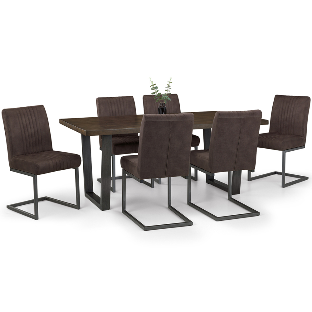 Julian Bowen Brooklyn 6 Seater Rectangular Dining Set Dark Oak and Charcoal Image 2