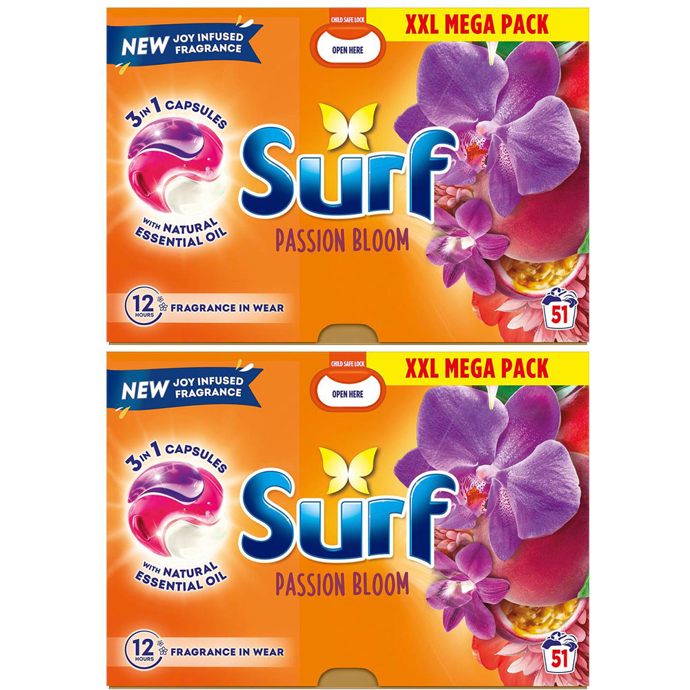 Surf 3 in 1 Passion Bloom Washing Capsules 51 Washes 2 Pack Image 1