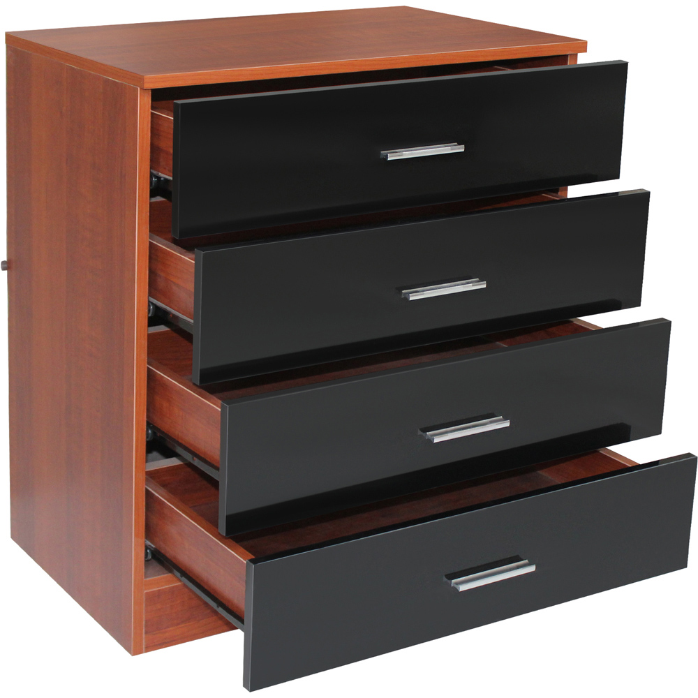 Brooklyn 4 Drawer Walnut and Black High Gloss Chest of Drawers Image 3