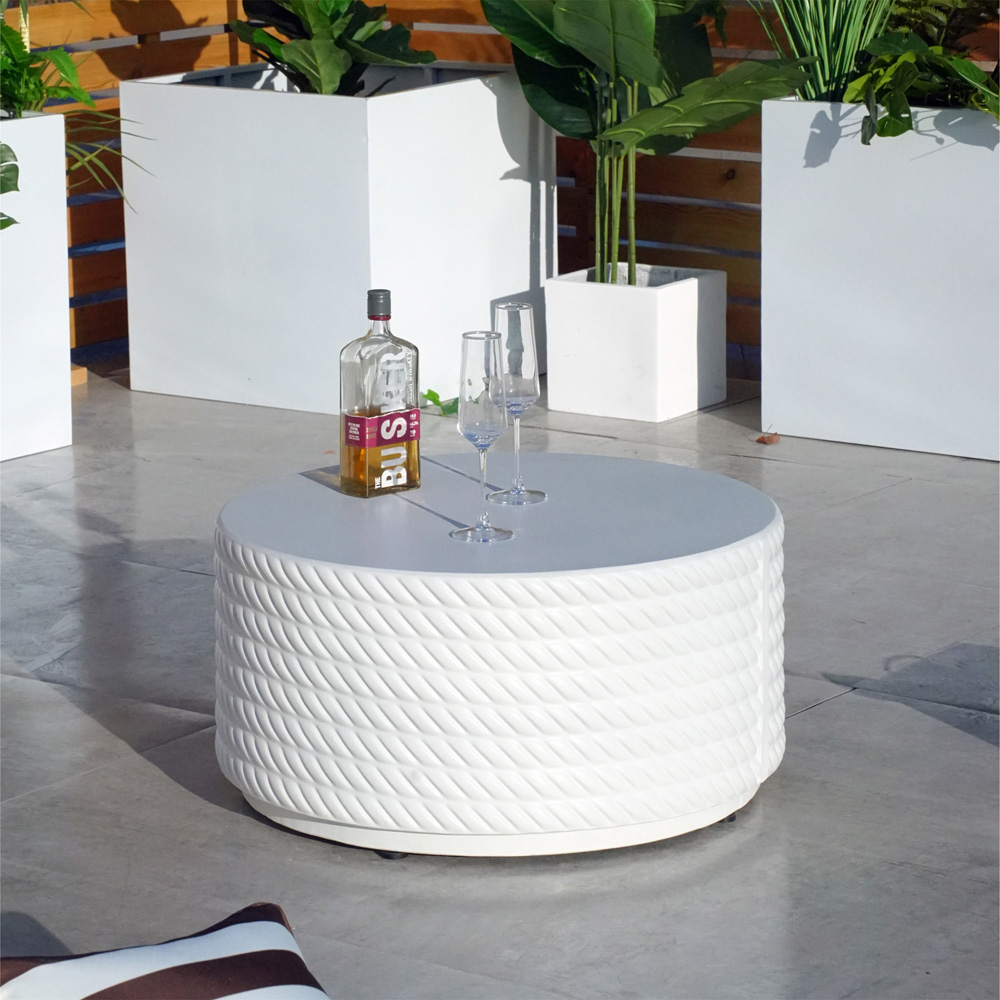 Direct Wicker White Textured Round Coffee Table Image 3