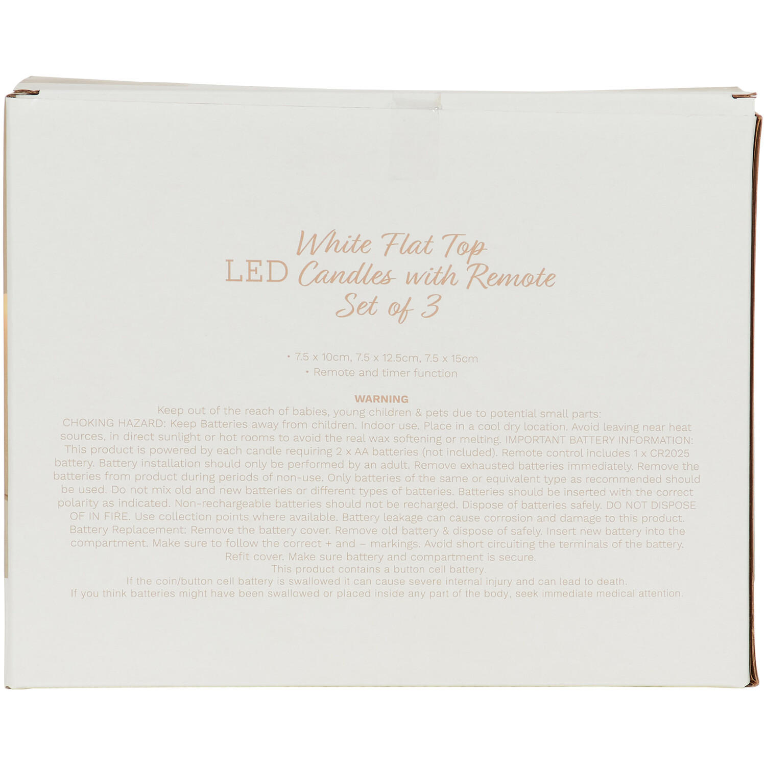 Set of 3 White Flat Top LED Candles - White Image 3