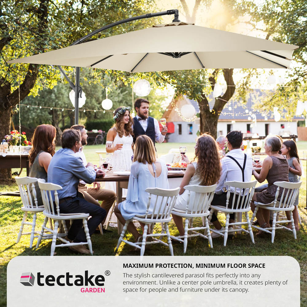 tectake Apollo Beige Adjustable Tilt Cantilever Parasol 2.5 x 2.5m Image 3