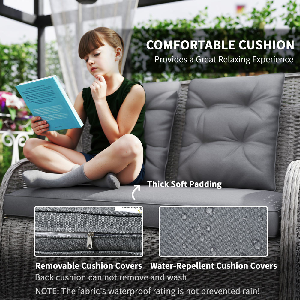 Outsunny 4 Seater Light Grey Wicker Rattan Sectional Garden Patio Sofa Set Image 5