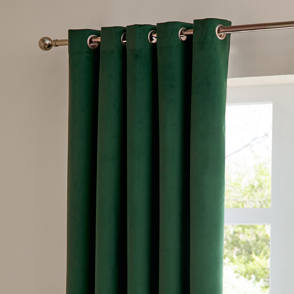 Furn The Ultimate Emerald Velvet Fully Lined Eyelet Curtains 229 x 183cm Image 3