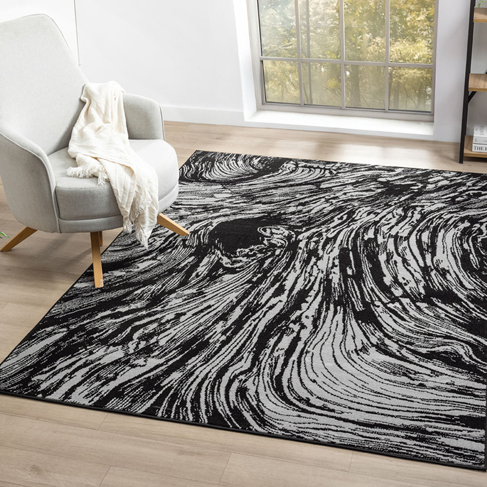 Desire Rugs Obsidian Grey Whirlpool Rug 60 x 220cm Image 6