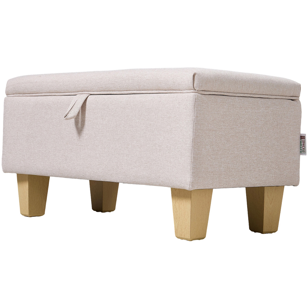 Living and Home 2 in 1 Cream Linen Upholstered Storage Ottoman Image 2