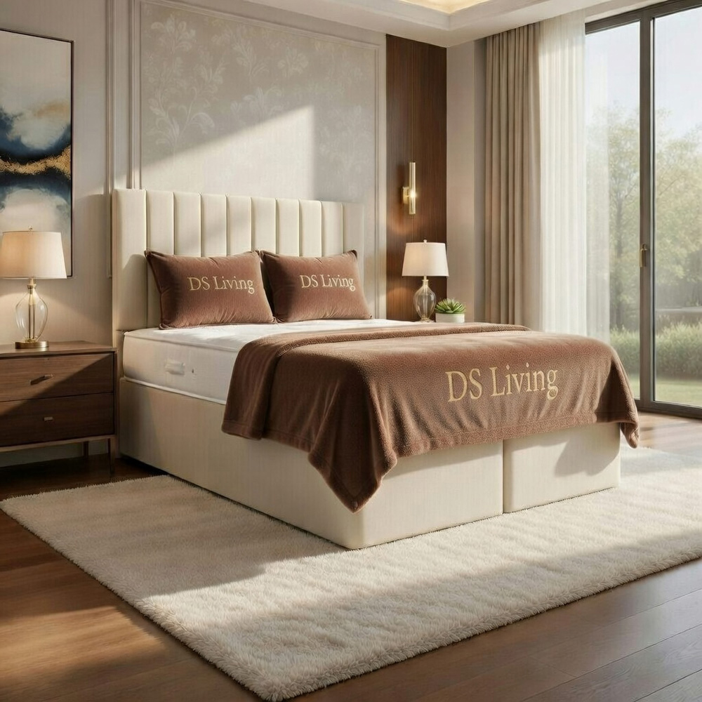 DS Living Aria Super King Size Cream Plush Ottoman Bed Image 5