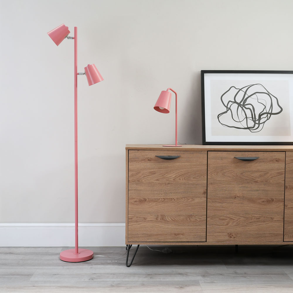 ValueLights Bibi Pastel Pink 2 Way Adjustable LED Floor Lamp Image 5