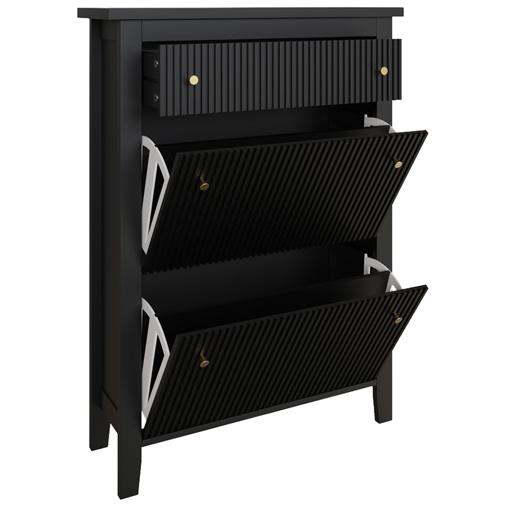 GFW Garrucha 2 Door Single Drawer Black Deluxe Shoe Cabinet Image 5