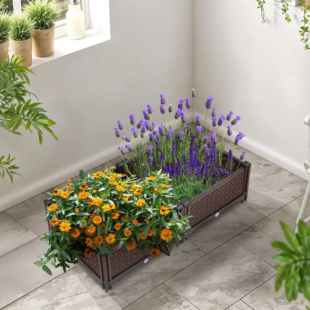 Living and Home Plastic Raised Garden Bed Planter Box 80 x 40 x 19cm Image 2