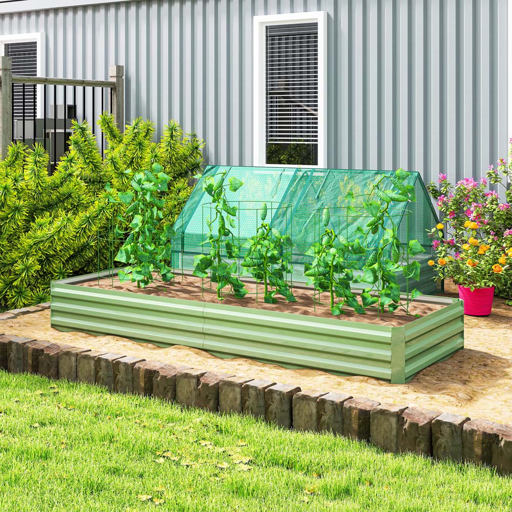 Outsunny Light Green Galvanised Metal Raised Garden Bed 30 x 90.5 x 241cm Image 2