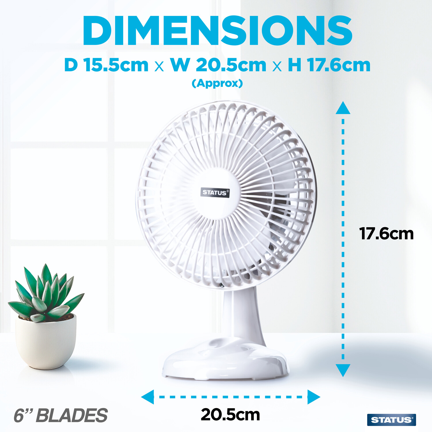 Status 6 inch Clip On Desk Fan White Image 5