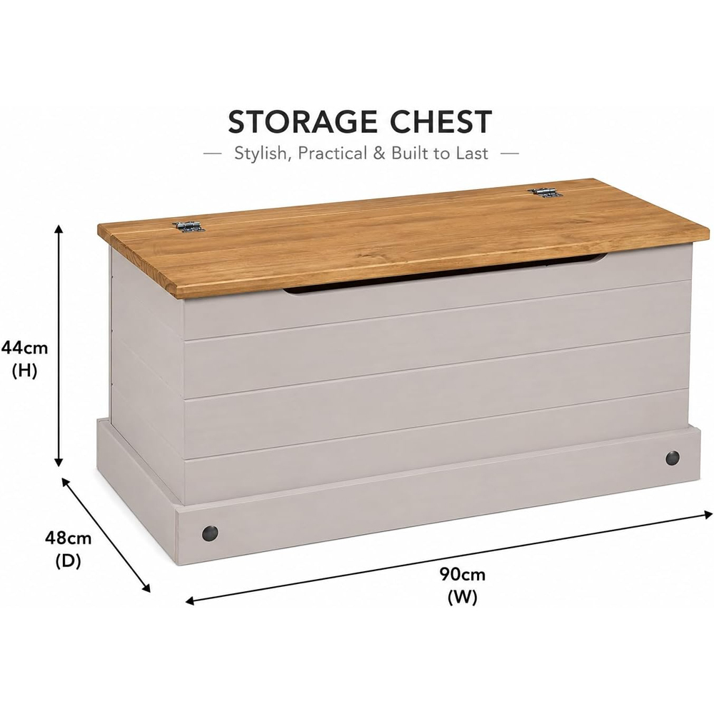 Mews Corona Grey Waxed Pine Mexican Style Storage Ottoman Image 8