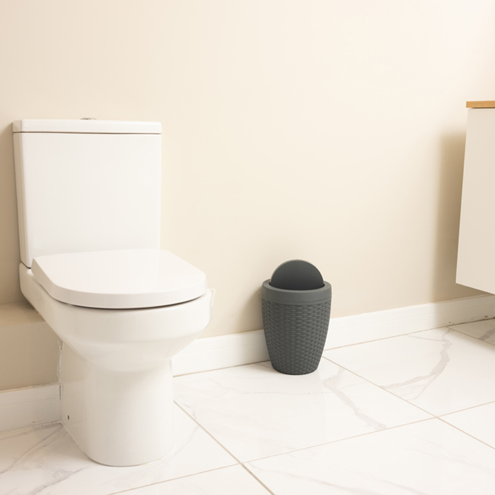 Addis Charcoal Faux Rattan Bath Bin Image 8