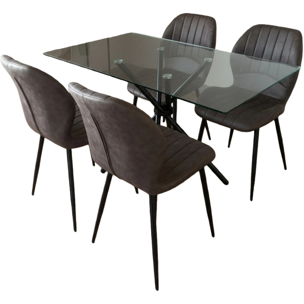 Miami 4 Seater Grey Jaydn Leather Dining Table Set Image 2