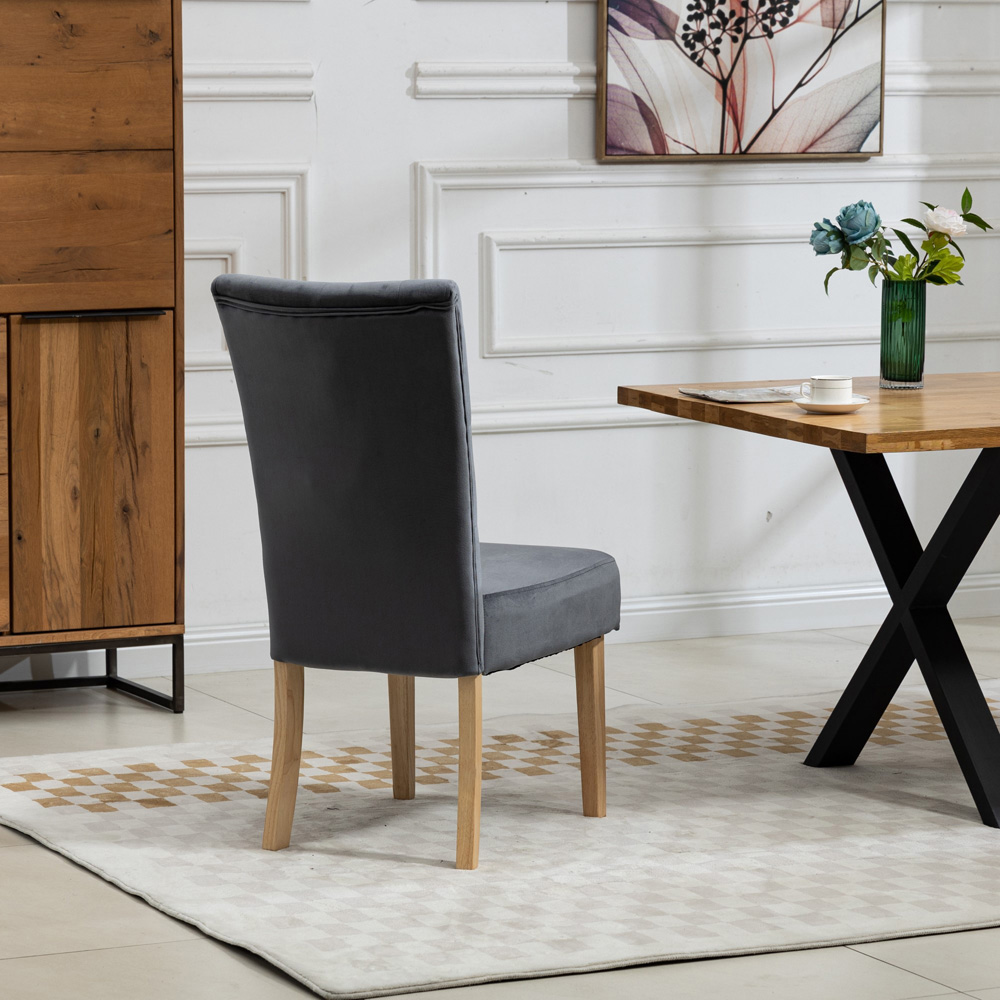 Artemis Home Pienza Set of 2 Grey Velvet Dining Chairs Image 5