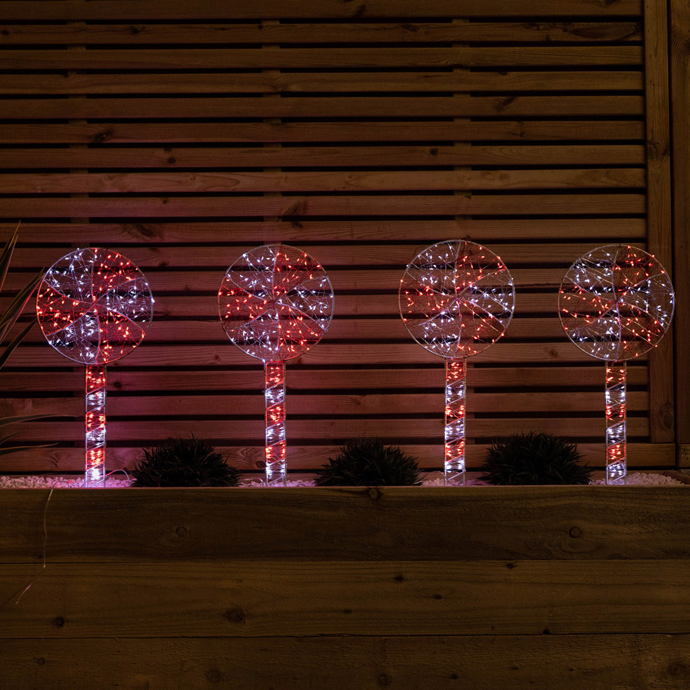 Samuel Alexander 4 Piece 720 Red and White LED Lollipop Christmas Path Light Set Image 9
