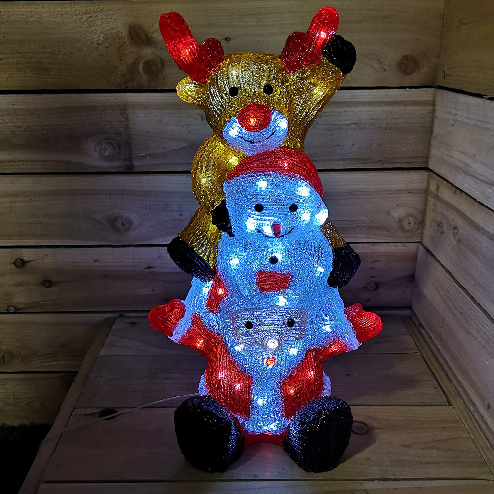 Samuel Alexander 60 Ice White LED Santa Snowman Reindeer Tower Christmas Decoration 60cm Image 6