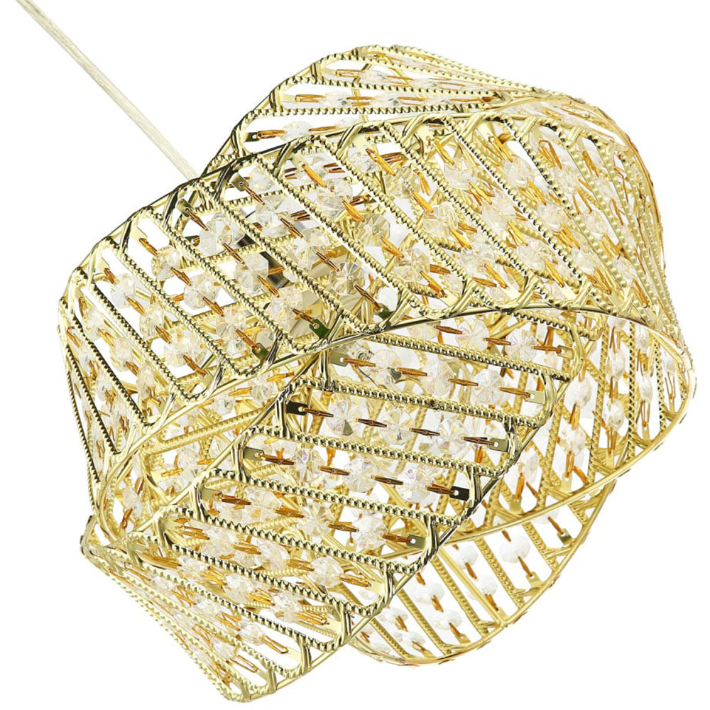 Happy Homewares 3 Ring Gold Pendant Light Shade with Acrylic Bead Image 3
