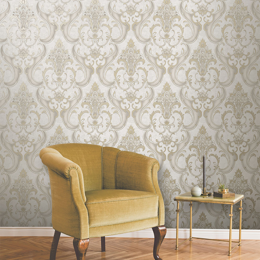 Rasch Sonata Damask Gold Wallpaper Image 5