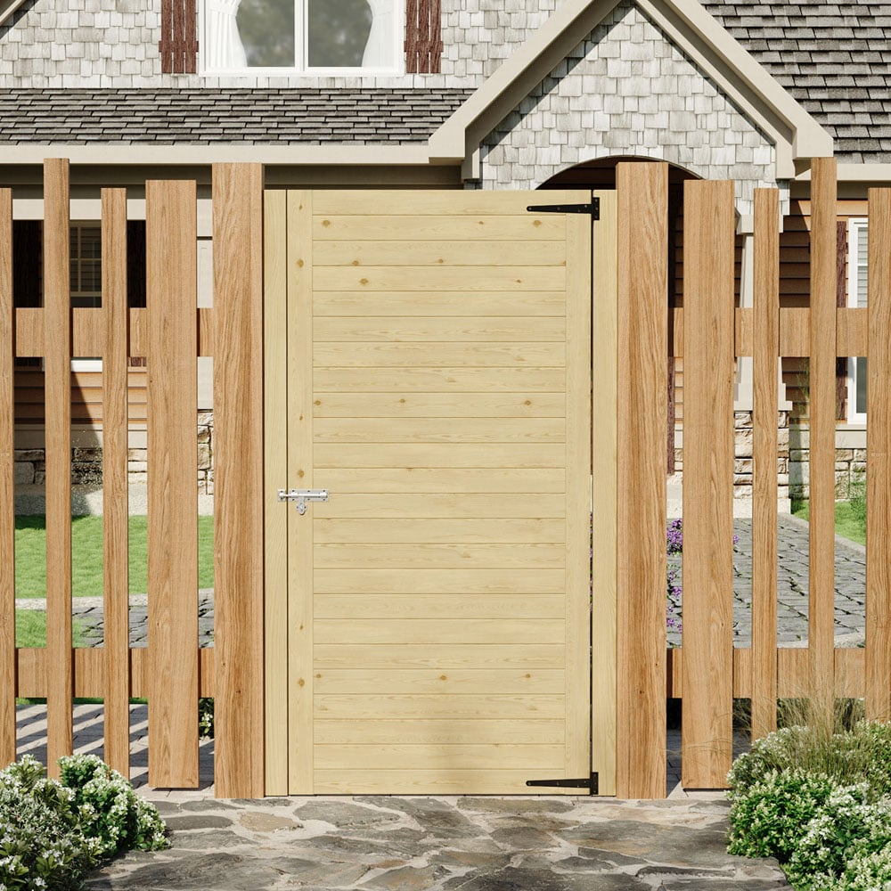 Living and Home Wooden Garden Reinforced Gate with Door Latch 70.8 x 35.4 inch Image 2