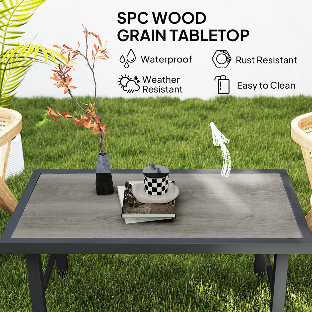 Outsunny Grey Wood Effect Garden Coffee Table Image 7