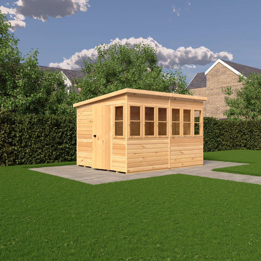 Shire 10 x 6ft Shiplap Style A Sun Pent Shed Image 4