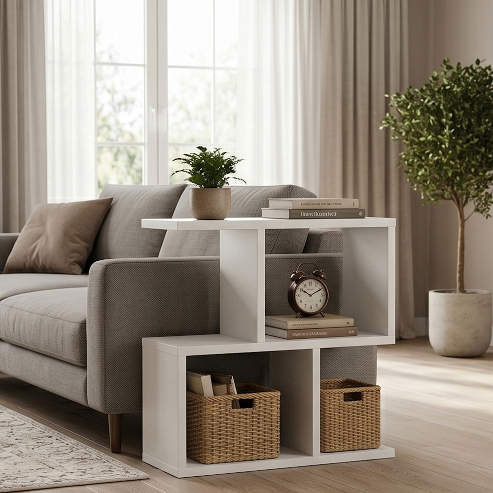 Shefa Line Eden 4 Shelf White Side Table Image 5