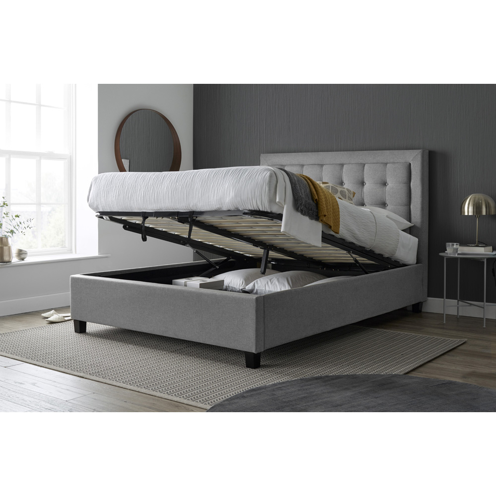 Brandon Double Grey Fabric Ottoman Bed Image 2
