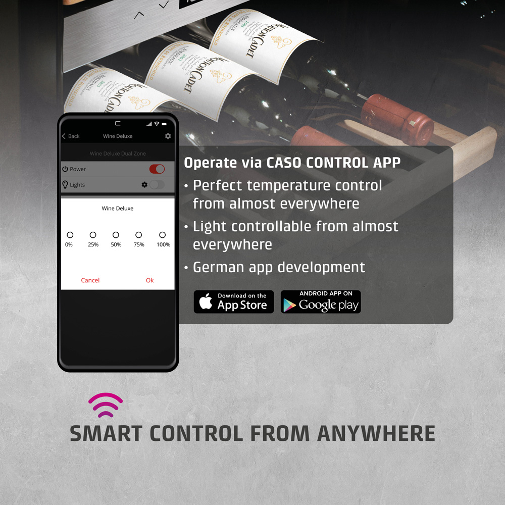 CASO Design WineExclusive 726 Black 66 Bottle Smart Wine Cooler Fridge Image 8