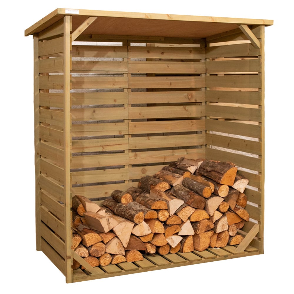 Samuel Alexander 123 x 115cm Large Wooden Garden Patio Log Store Shed Image 1