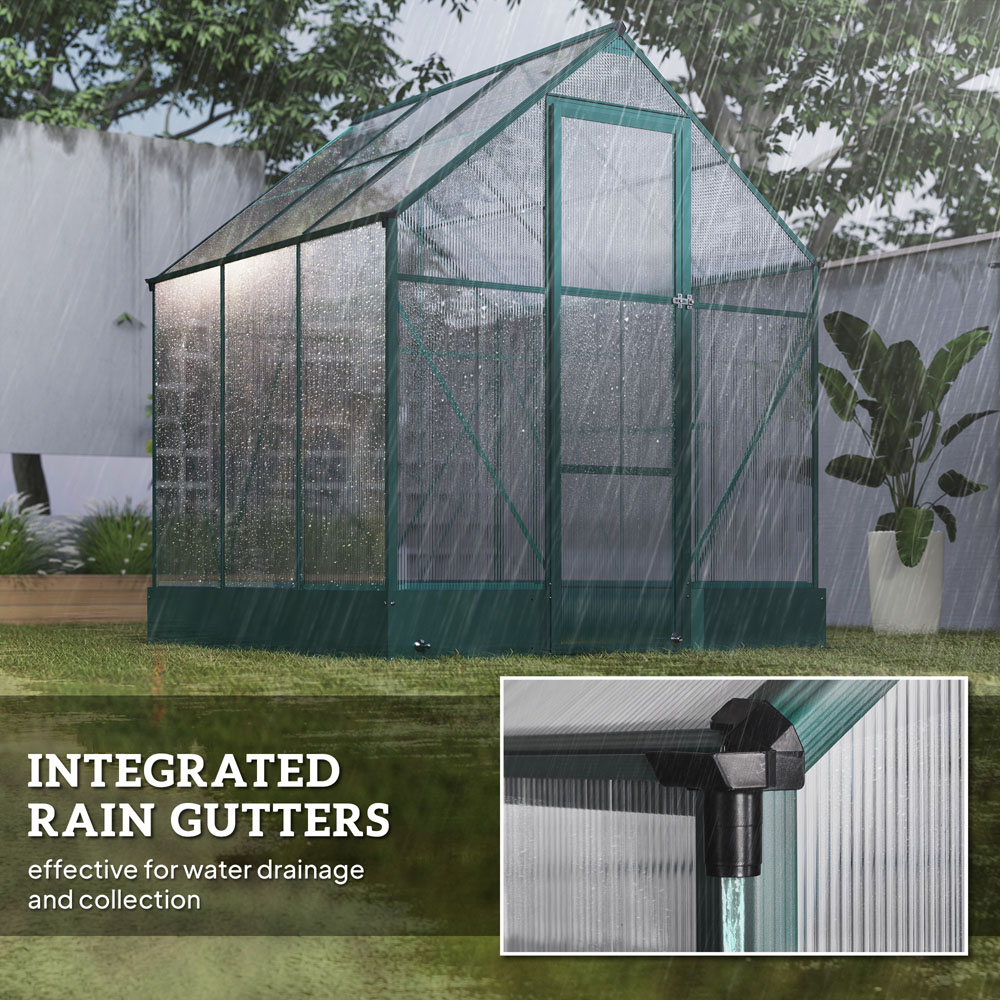 Outsunny 6 x 6ft Green Polycarbonate Walk In Greenhouse Image 7